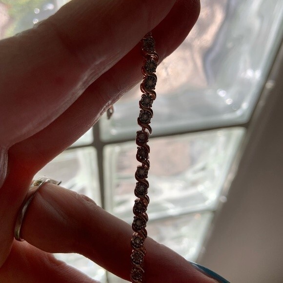 Tennis Bracelet 10K Rose Gold Plated .925 Sterling Silver 1.0 Cttw Diamond - Picture 13 of 14